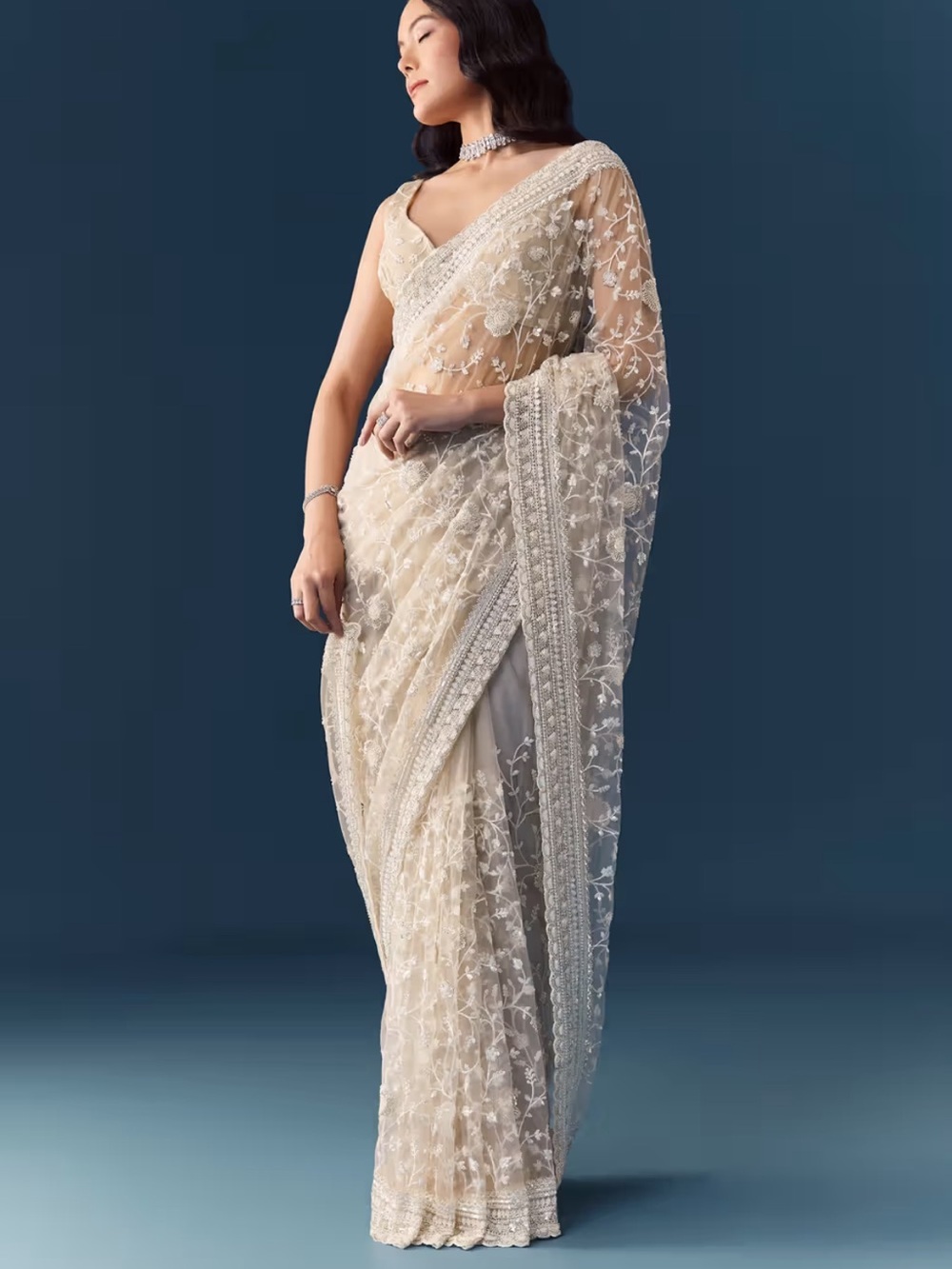 Kalki Cream/Beige/Off White Saree